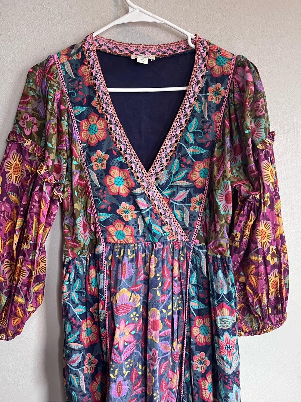 Sundance Tropic Dreams Floral Block Print Tiered Midi Dress S Cotton - Picture 4 of 11